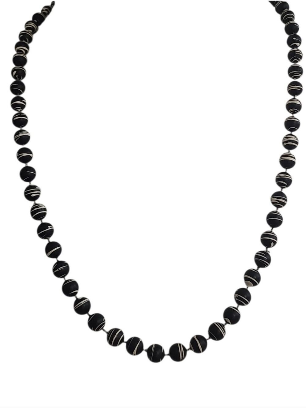 Black Striped Bead Necklace - Women Jewelry